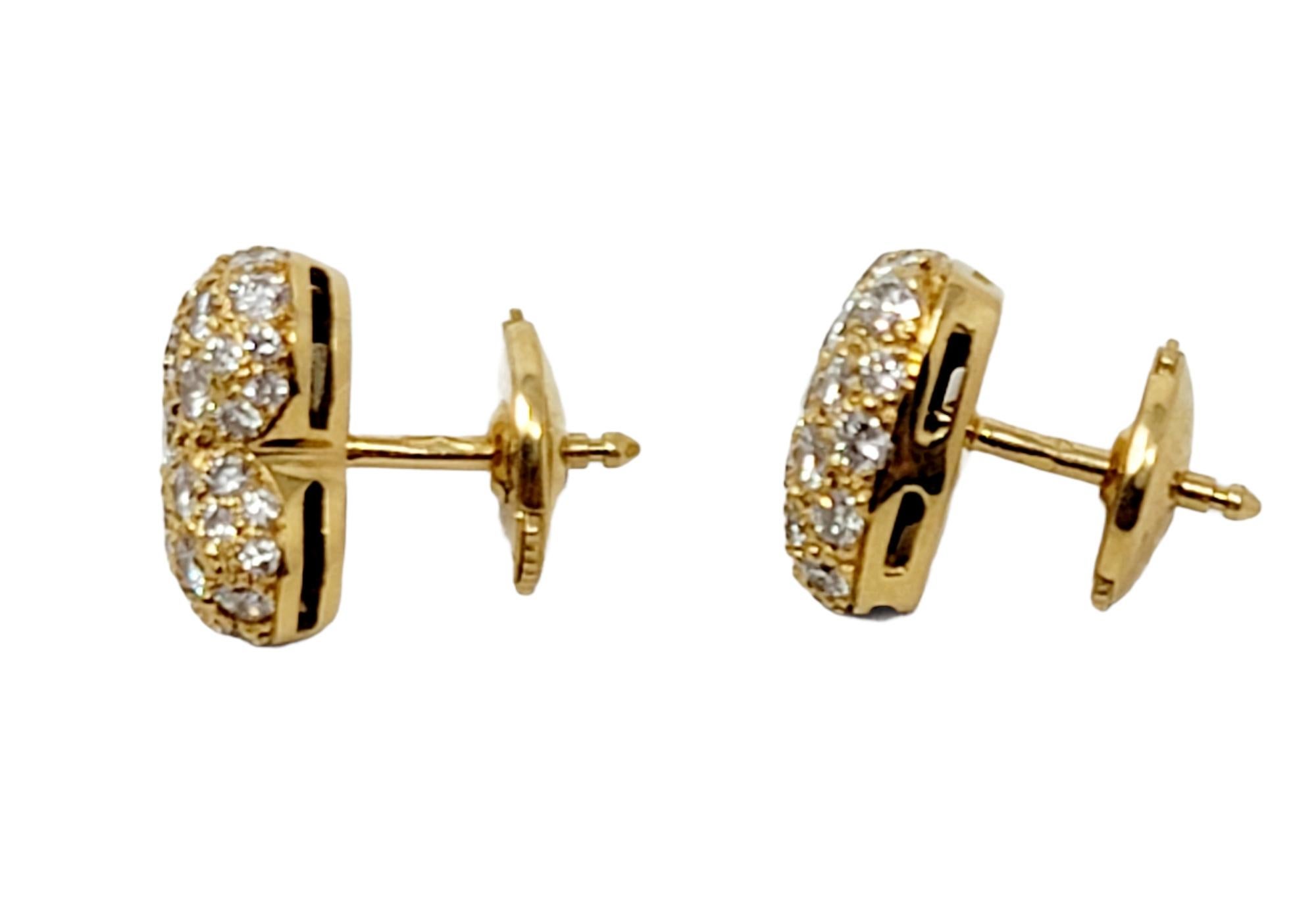 Cartier 1.20 Carat Total Diamond Pave Heart Stud Earrings in 18 Karat Gold In Good Condition For Sale In Scottsdale, AZ
