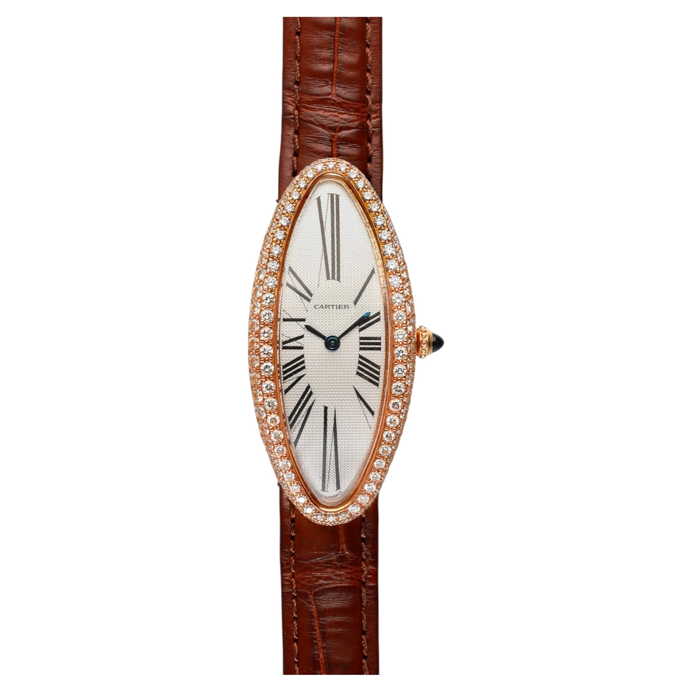 Cartier 121593 AF Baignoire Maxi Allongée Swiss Made Dial 18k RG