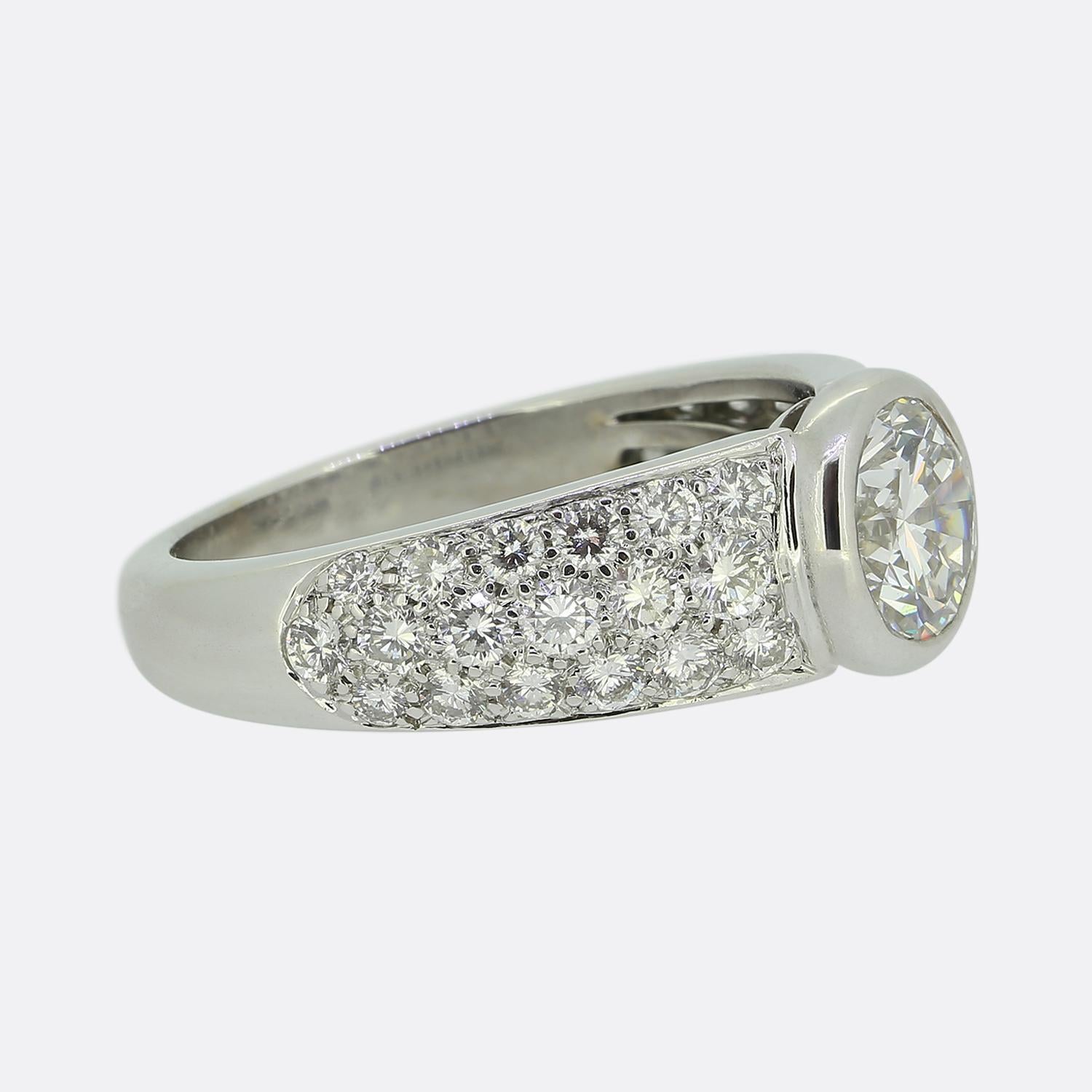 Taille brillant Cartier, bague de fiançailles avec diamant de 1,28 carat en vente