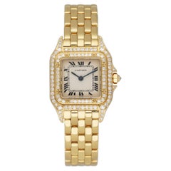 Cartier 1280/2 18K Yellow Gold & Diamond Ladies Watch