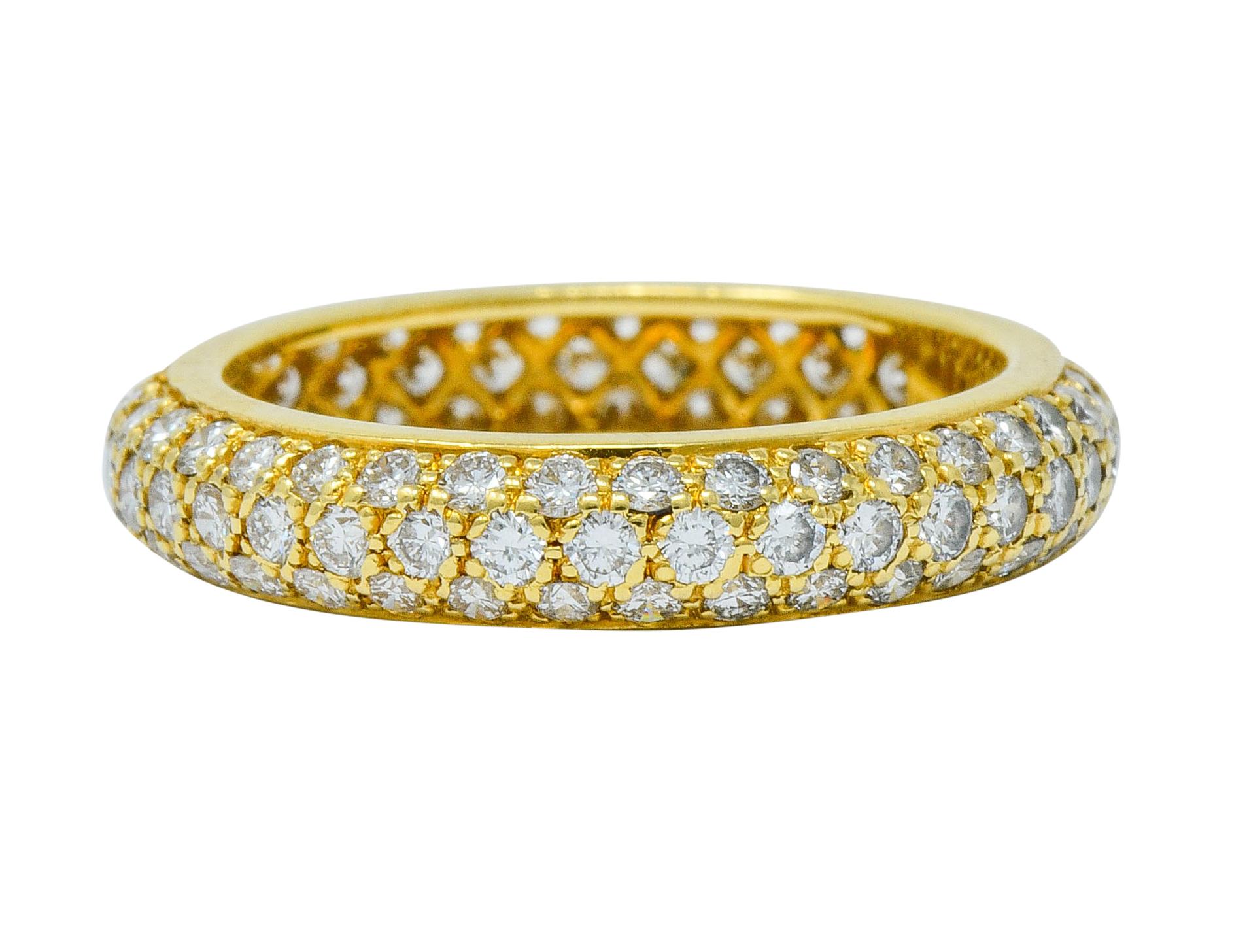 Women's or Men's Cartier 1.30 Carat Pave Diamond 18 Karat Gold Etincelle Eternity Band Ring