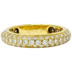 Vintage Cartier 1.30 Carat Pave Diamond 18 Karat Gold Etincelle Eternity Band Ring