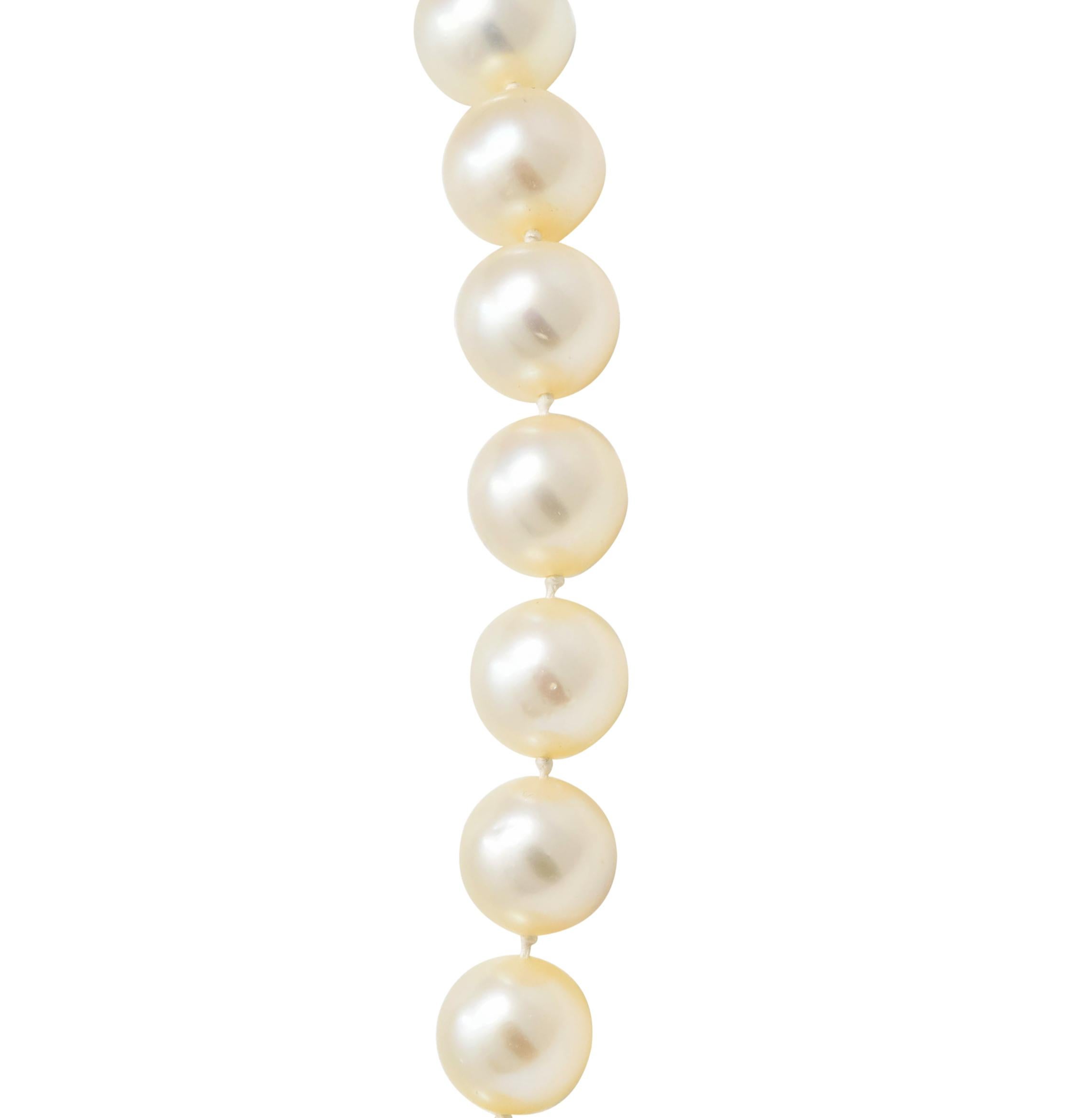 Cartier 1.31 Carat Diamond Cultured Pearl Platinum Knotted Strand Necklace GIA In Excellent Condition In Philadelphia, PA