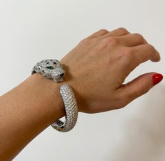 Cartier 13.20 Ct Panthère de Cartier Platinum Diamond Emerald Onyx Pavé Bracelet