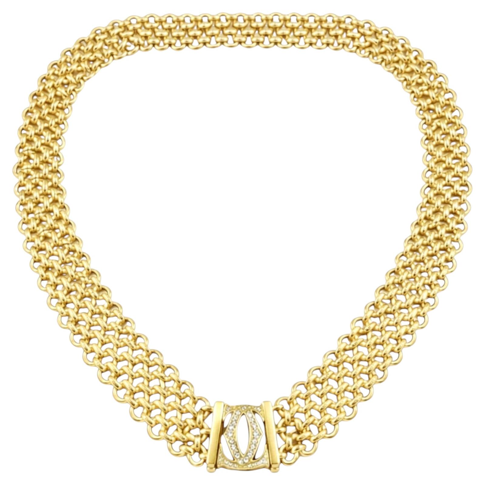 Collier Cartier 135 grammes Diamant or jaune 18k en vente
