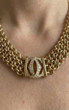 Cartier 135 grams Double C Diamond 18k Yellow gold Necklace