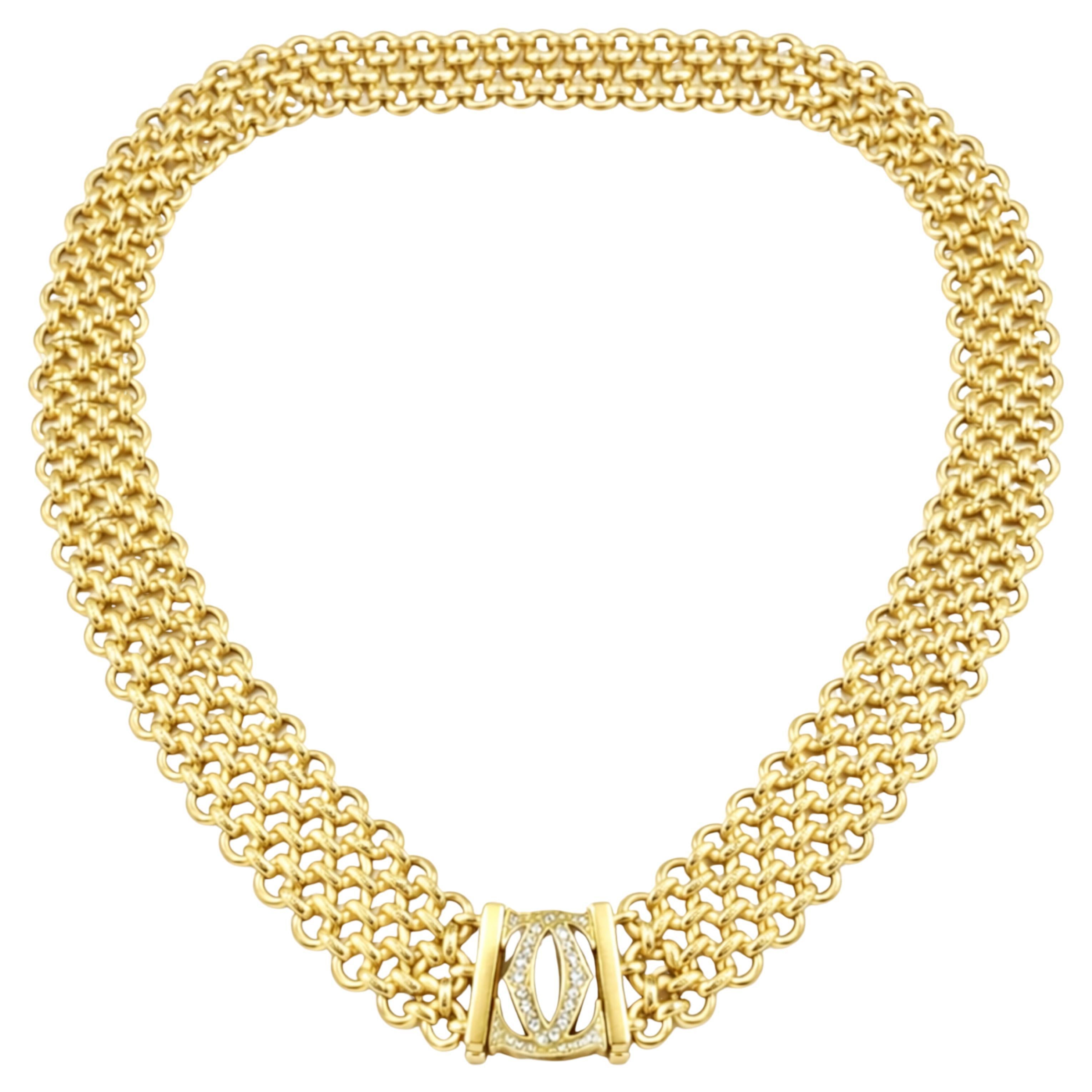 Cartier 135 grams Double C Diamond 18k Yellow gold Necklace For Sale at ...