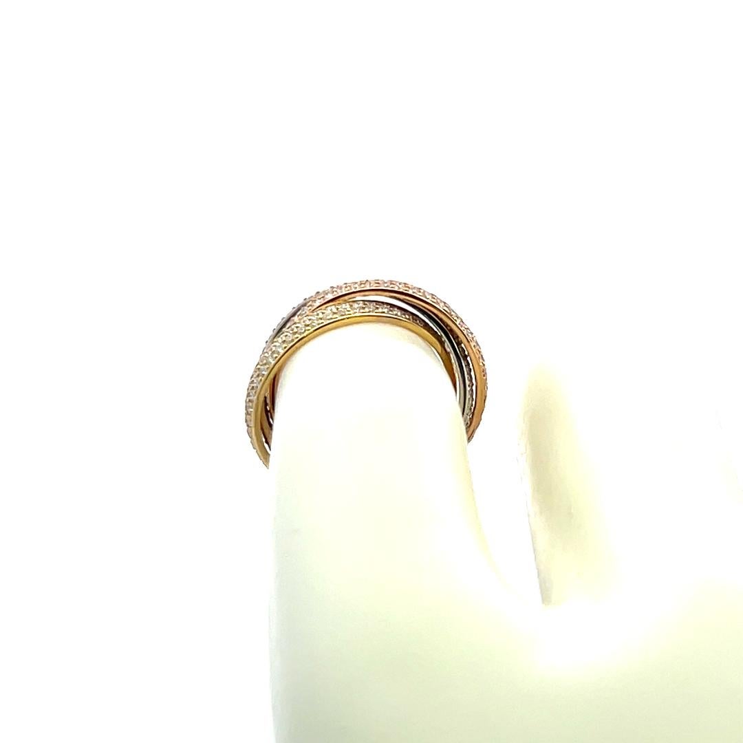 Cartier 1,38 Quilates Diamante Brillante Redondo Anillo Trinidad Oro Tricolor 18 Kilates 4