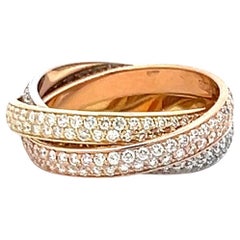 Cartier 1.38 Carat Round Brilliant Diamond 18 Karat Tri Color Gold Trinity Ring