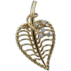 Cartier, 14 Karat Gold and Diamond Leaf Brooch