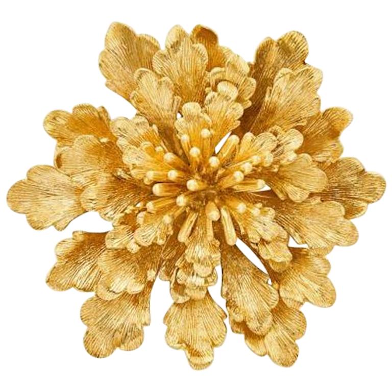 Cartier 14 Karat Gold Flower Clip-Brooch