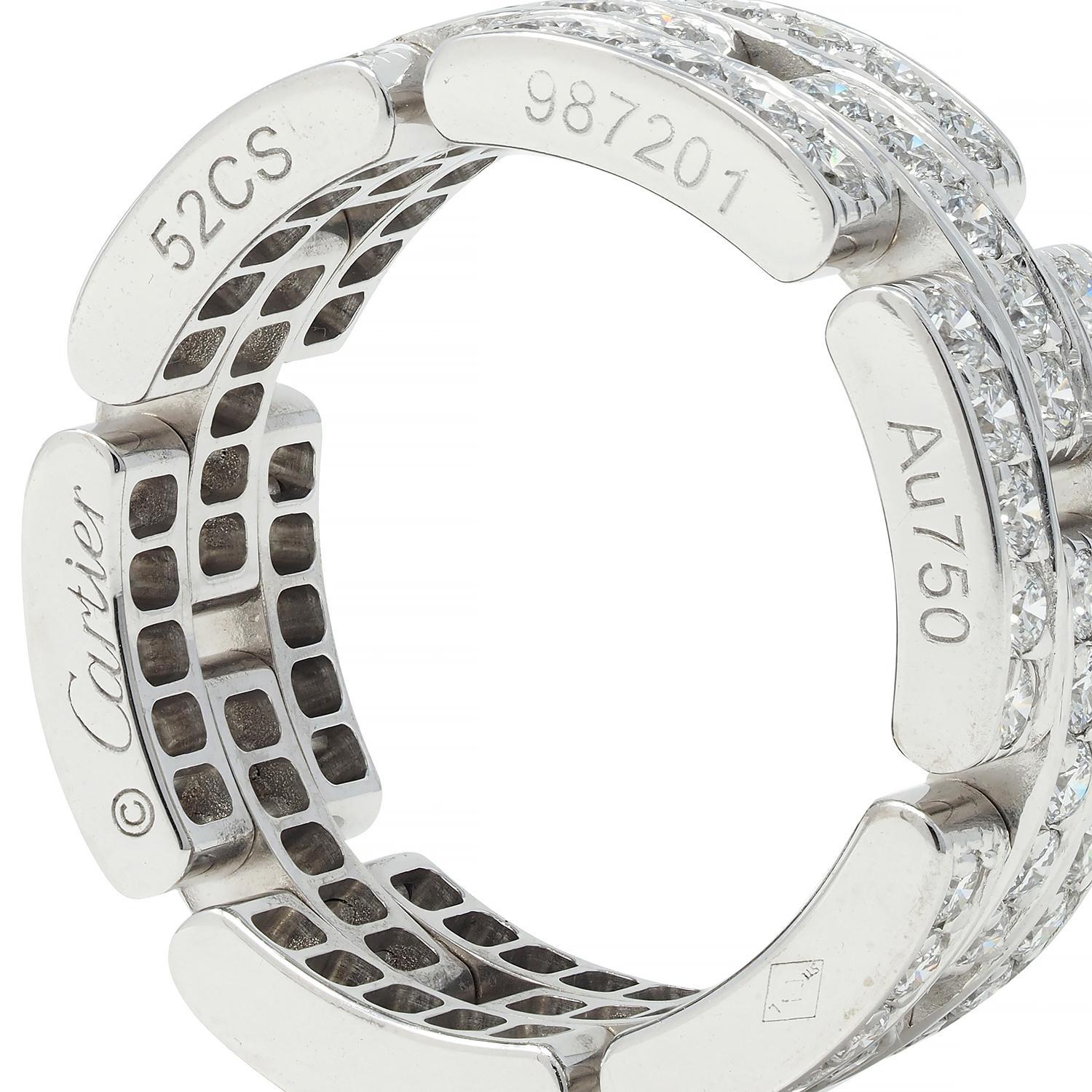 Cartier 1.40 CTW Diamond 18 Karat White Gold Maillon Panthère Band Ring For Sale 5