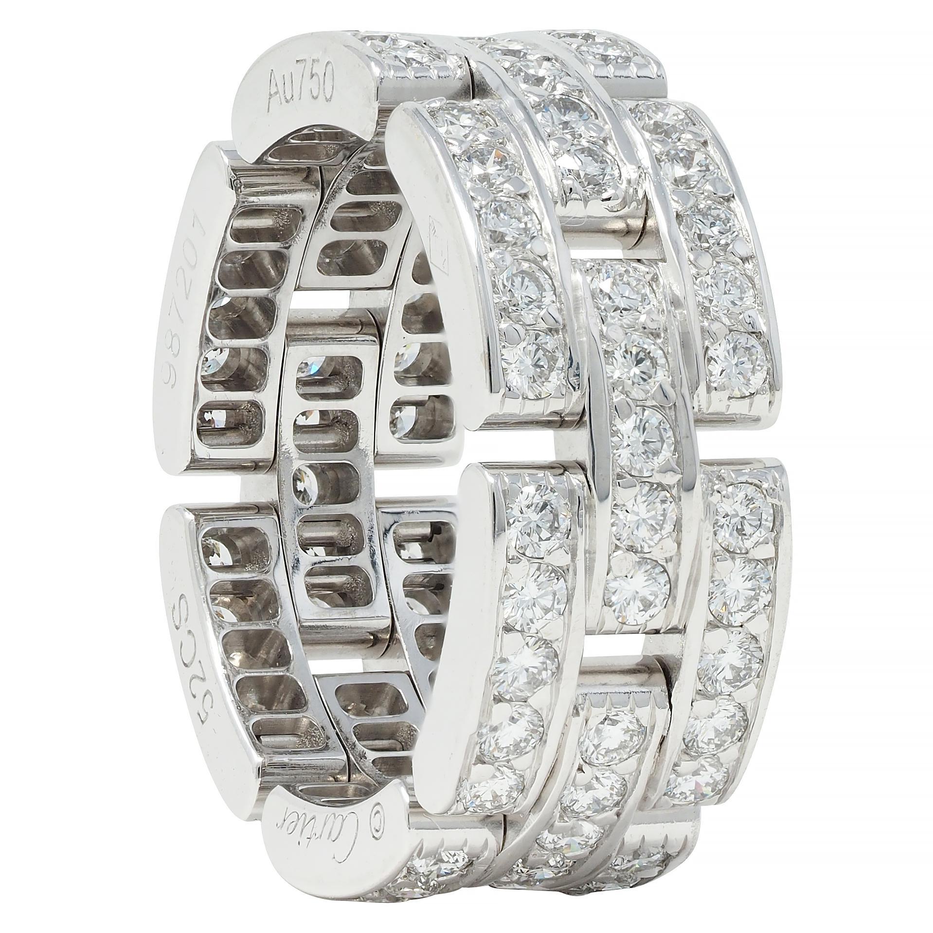 Cartier 1.40 CTW Diamond 18 Karat White Gold Maillon Panthère Band Ring For Sale 4