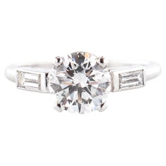 Cartier 1.41 carat Round Diamond Engagement Ring with Straight Baguettes