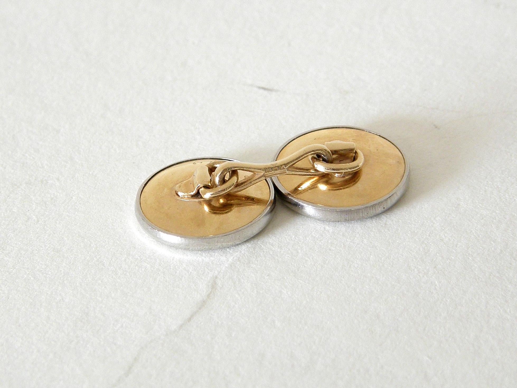 Women's or Men's Cartier 14K Gold Cufflinks and Studs Set with Mother of Pearl by Larter and Sons