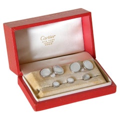 Cartier 14K Gold Cufflinks and Studs Set with Mother of Pearl by Larter and Sons