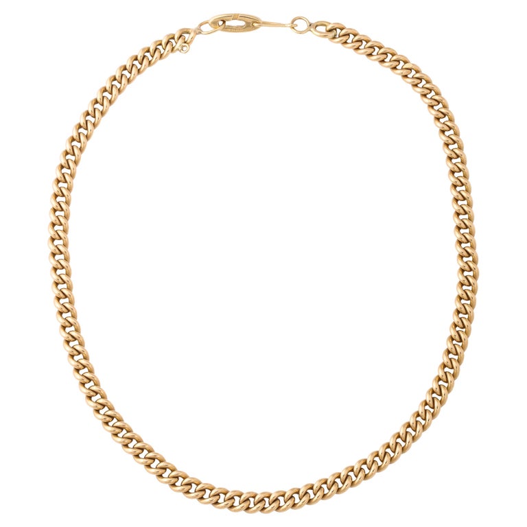 Cartier 14K Gold Curb Link Chain Necklace at 1stDibs | cartier style  necklace, cartier cuban link necklace, cartier style chain