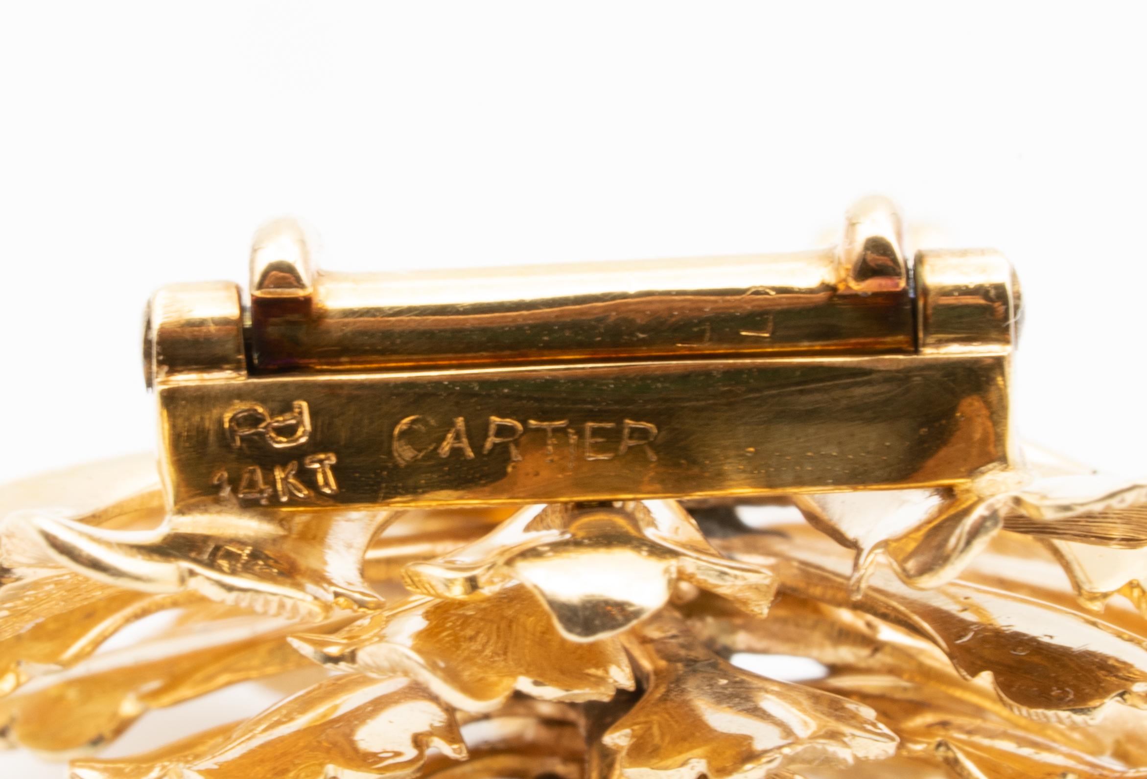 Retro Cartier 14 Karat Gold Flower Clip-Brooch