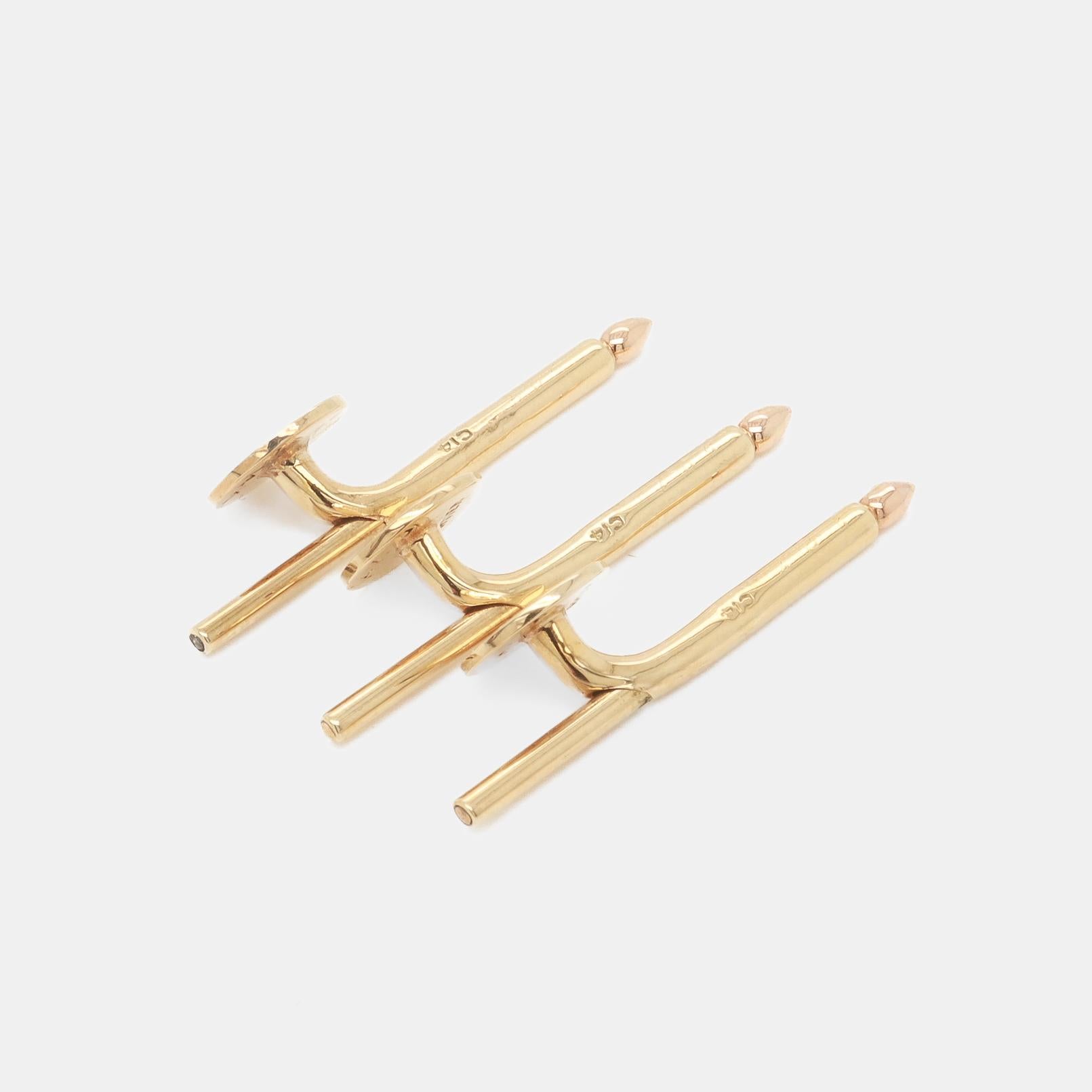 Cartier 14K Gold Monogrammed Cufflinks & Shirt Stud Dress Set For Sale 5