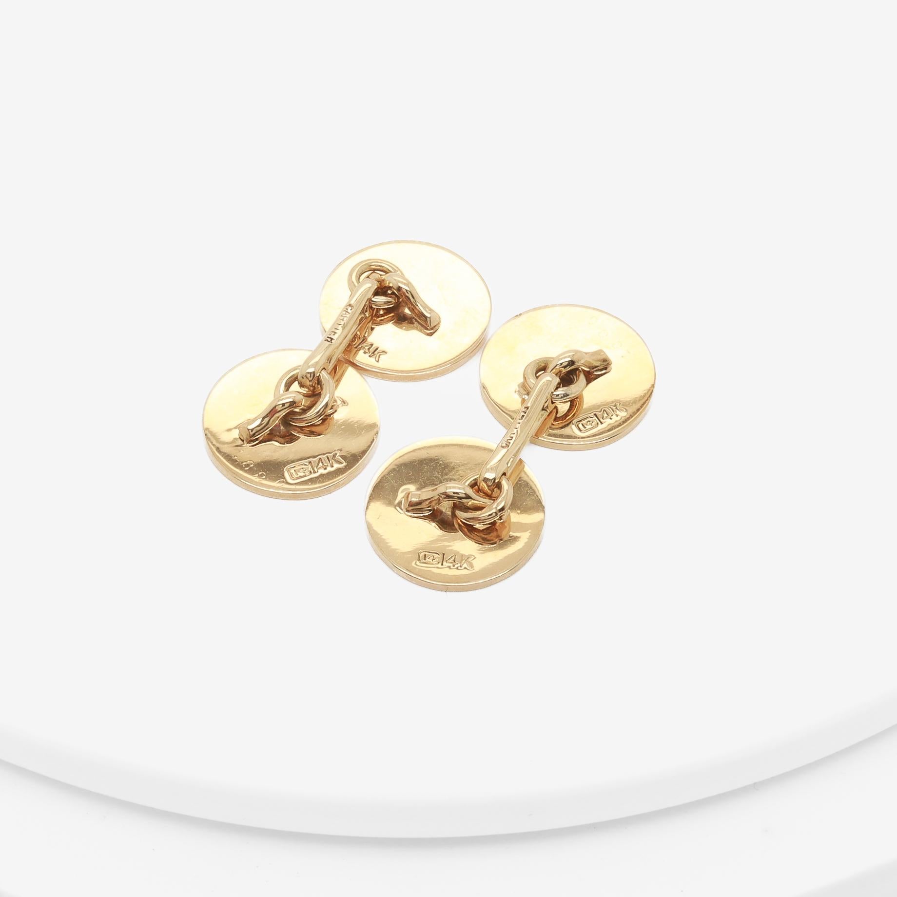 Cartier 14K Gold Monogrammed Cufflinks & Shirt Stud Dress Set For Sale 1