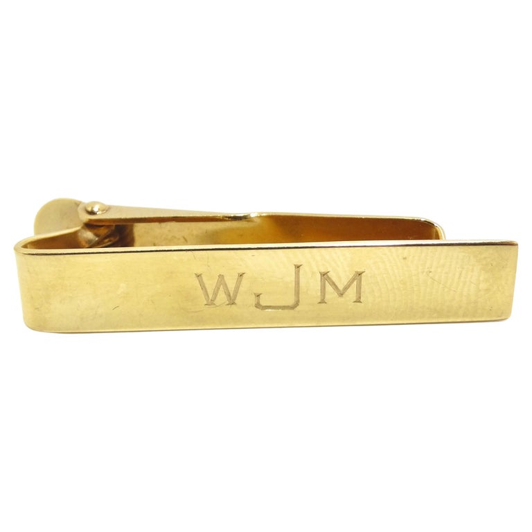 Gucci Vintage Gold and Silver Metal Knot GG Logo Tie Clip Bar at 1stDibs