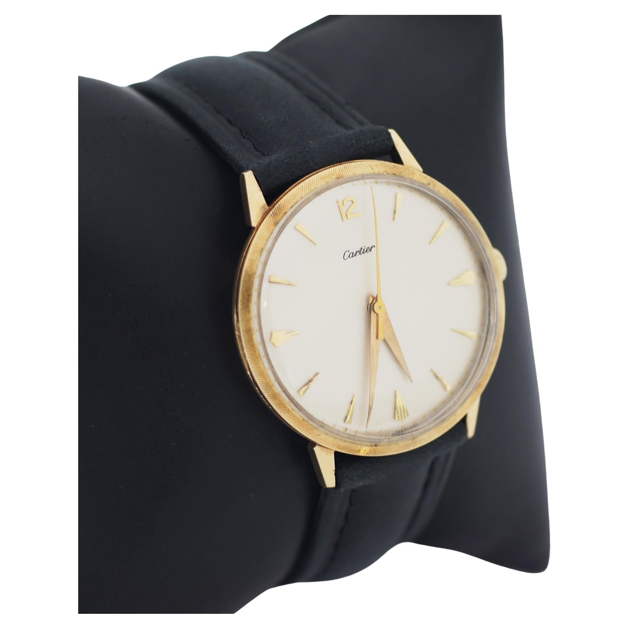 CARTIER 14K Gold Vintage Calatrava Watch ft. collaboration by Movado