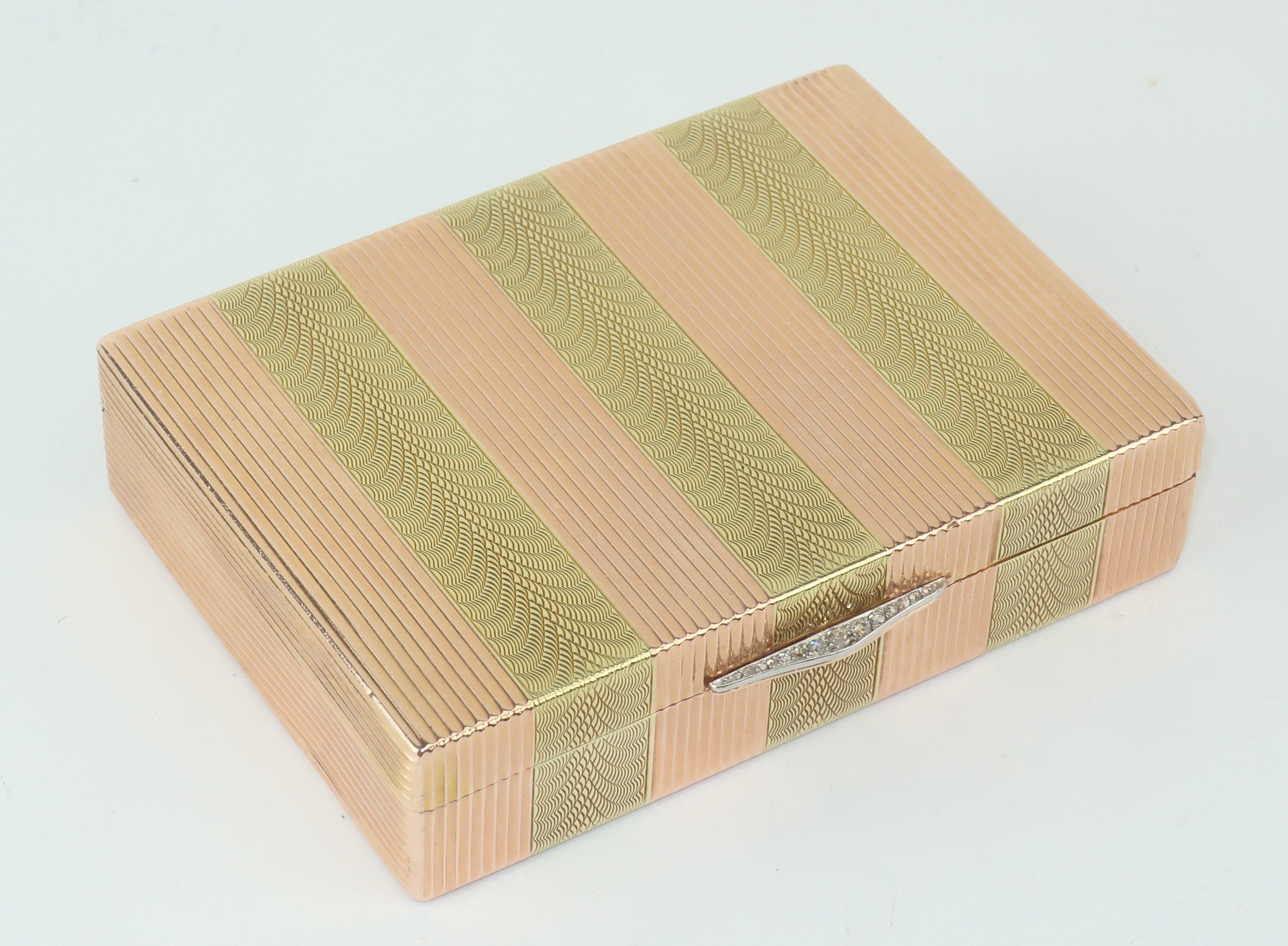 Art Deco Cartier 14K Rose Gold & Diamond Box