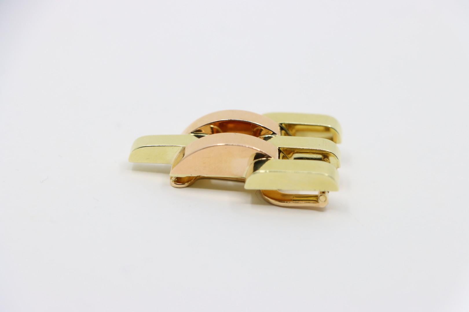 Cartier, clip fourrure pyramide en or rose et jaune 14 carats en vente 1