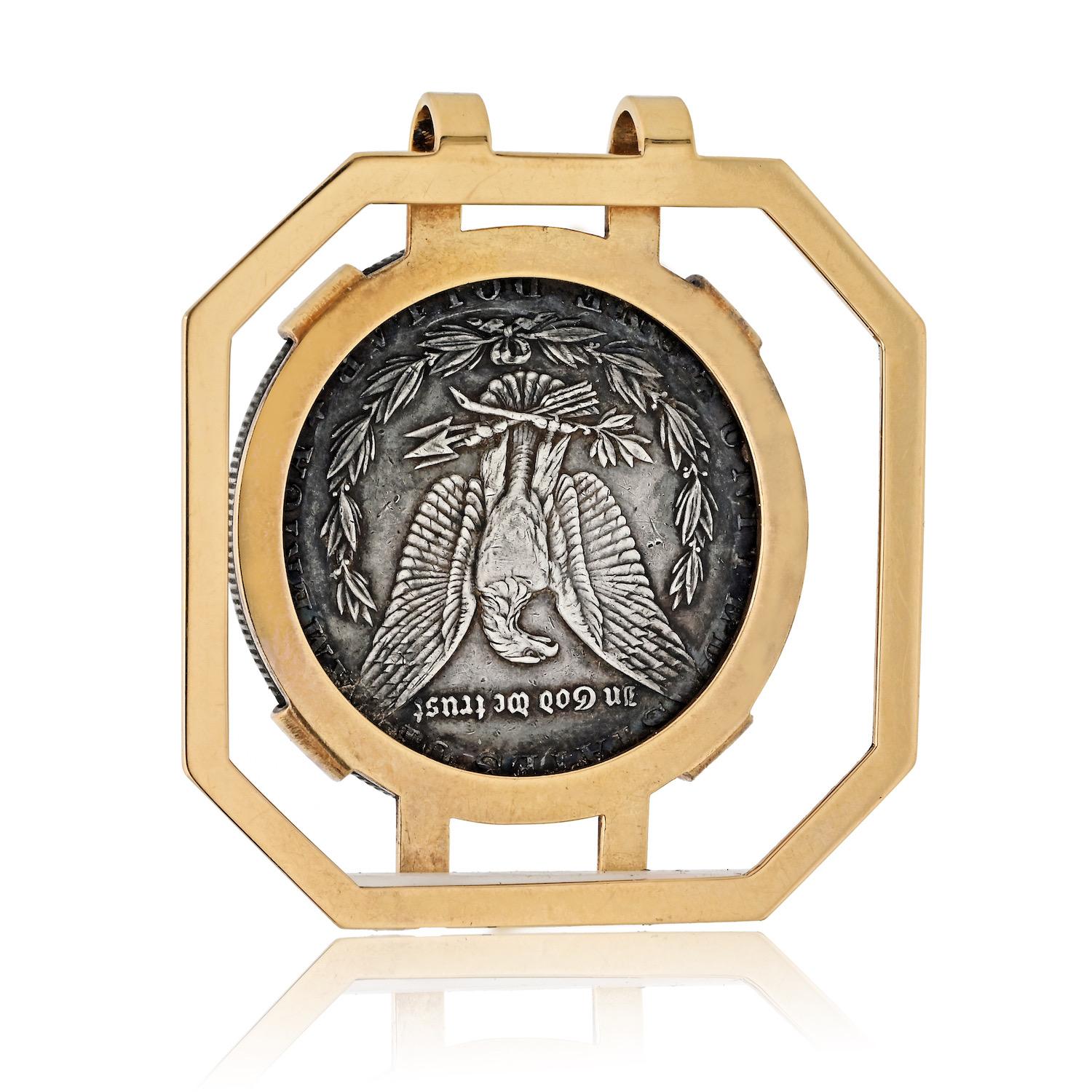 Modern Cartier 14K Yellow Gold 1881 Coin E Pluribus Money Clip For Sale