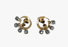 Cartier 14k Yellow Gold Aquamarine Swirl Screwback Earrings with Box