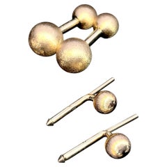 Cartier 14k Yellow Gold Dumbbell Cufflinks and Buttons set