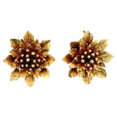 Cartier 14K Yellow Gold Flower Clip-On Earrings
