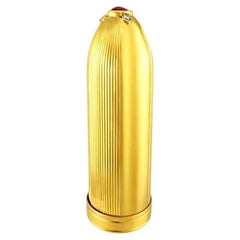 Cartier 14K Yellow Gold Ruby and Diamond Lipstick Case