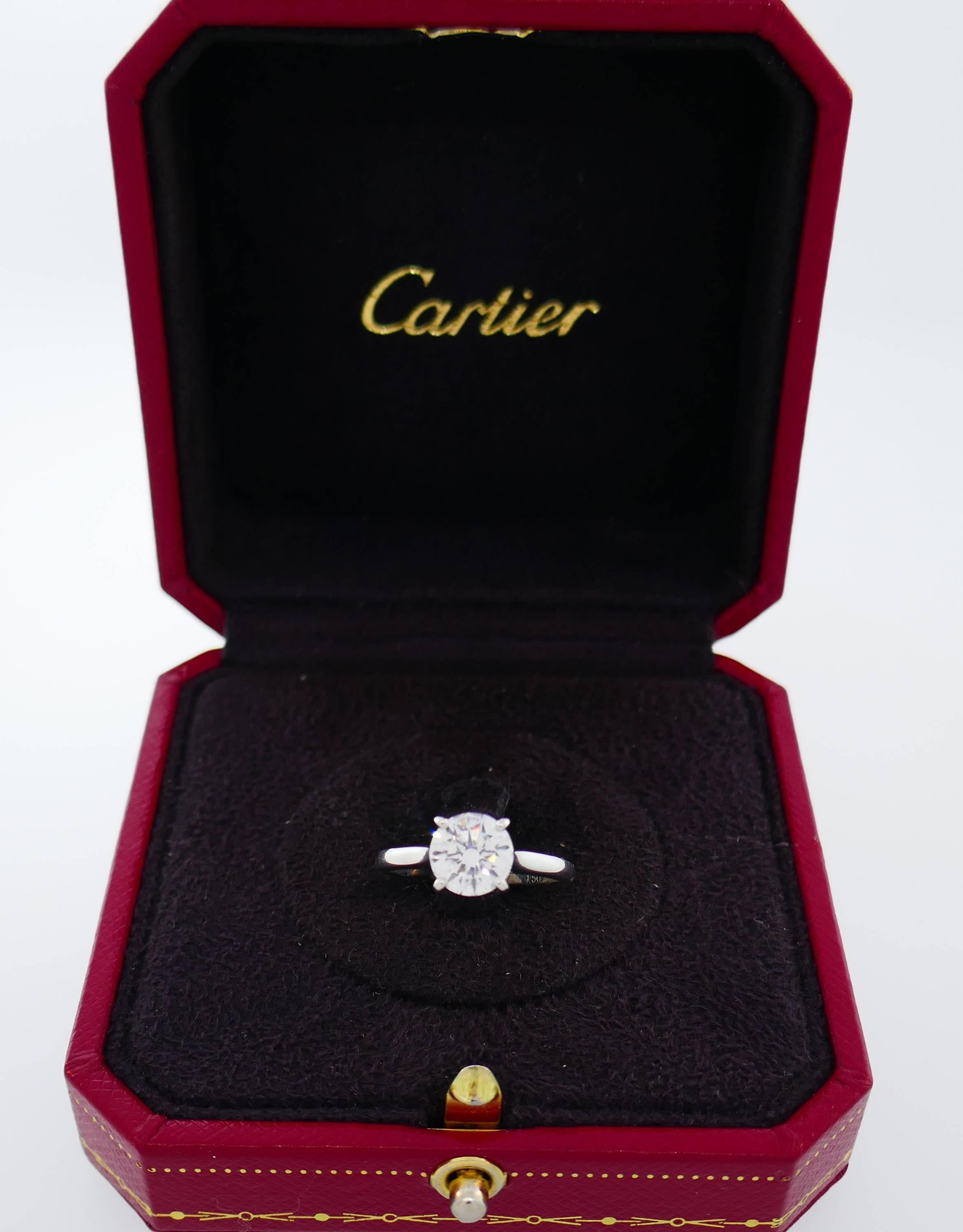 Cartier 1.50 Carat D VS1 GIA Diamond Platinum Ring For Sale 1