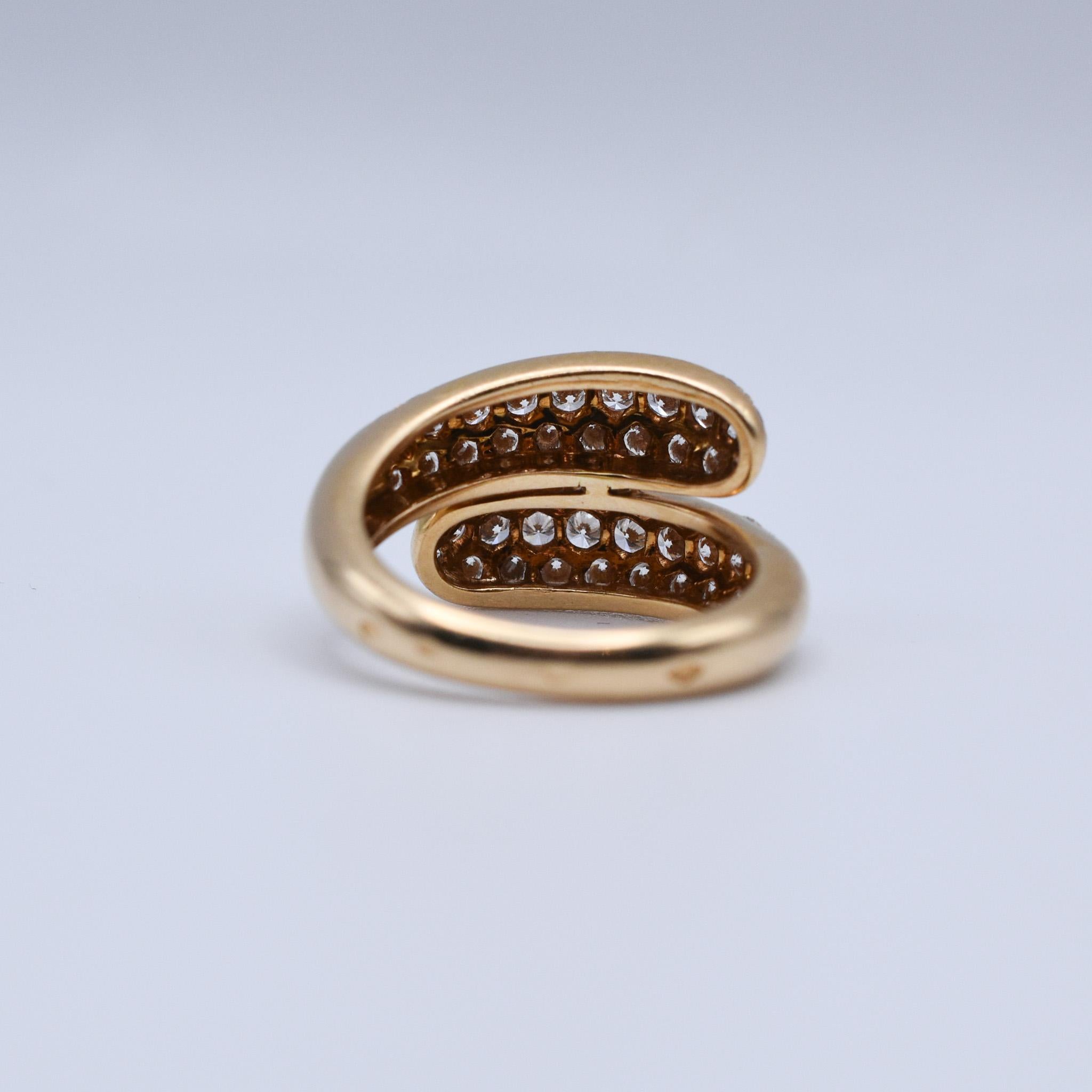 Women's Cartier 1.50ct Diamond Pavé Bypass Gold Ring