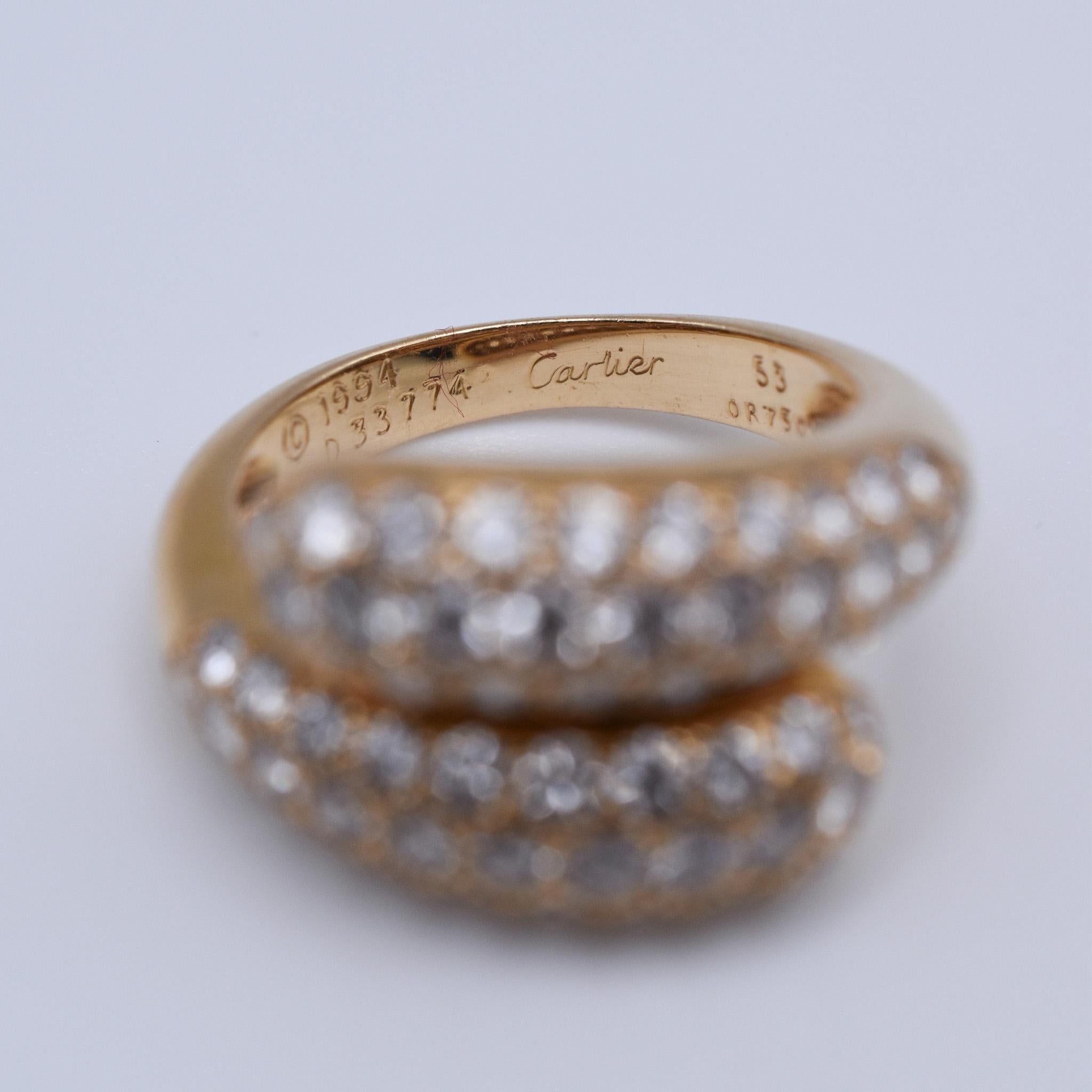 Cartier 1.50ct Diamond Pavé Bypass Gold Ring 1