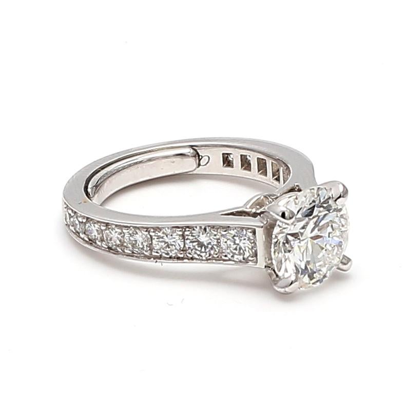 Brilliant Cut Cartier 1.51 Carat Round Brilliant D VVS1 Diamond Platinum Engagement Ring For Sale