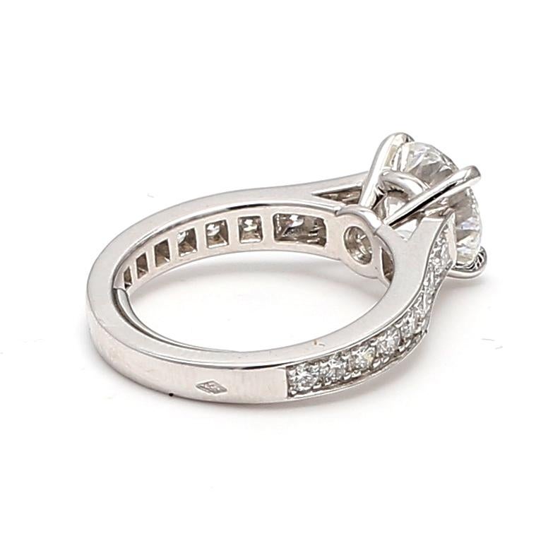 Women's Cartier 1.51 Carat Round Brilliant D VVS1 Diamond Platinum Engagement Ring For Sale