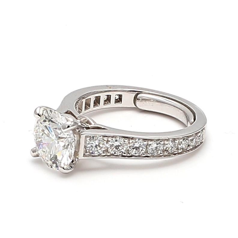Cartier 1.51 Carat Round Brilliant D VVS1 Diamond Platinum Engagement Ring For Sale 2