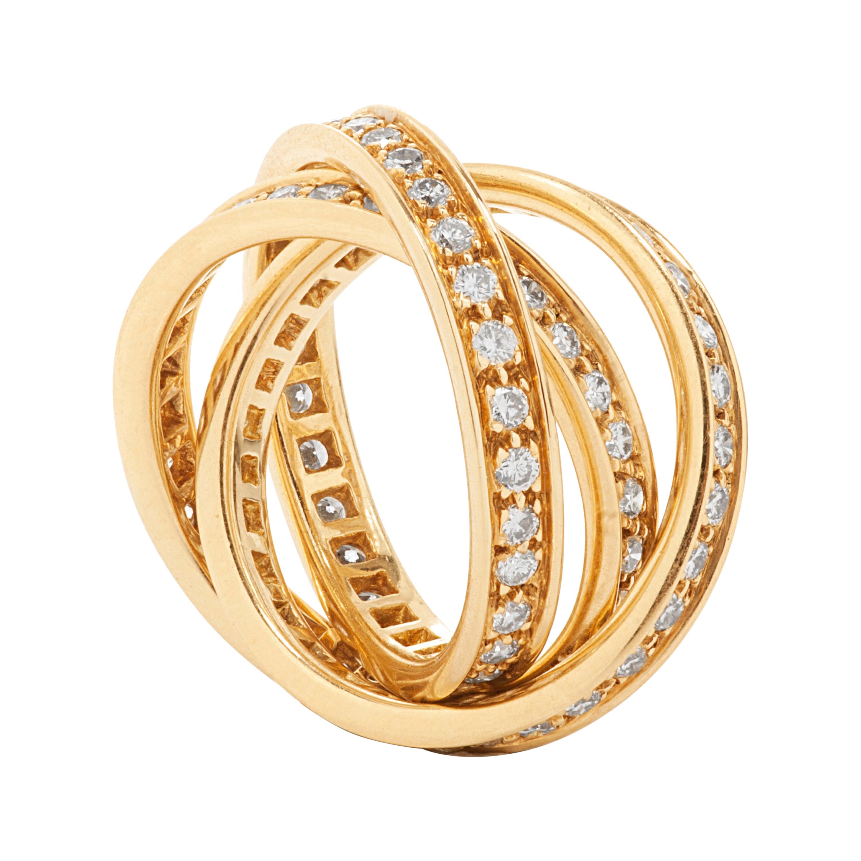 Cartier 1.55 Carat Diamond Trinity Rolling Ring in 18k Yellow Gold