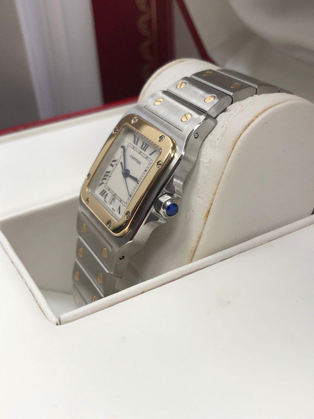 Cartier 1566 Santos 18 Karat Yellow Gold and Stainless Steel Box and Papers 3