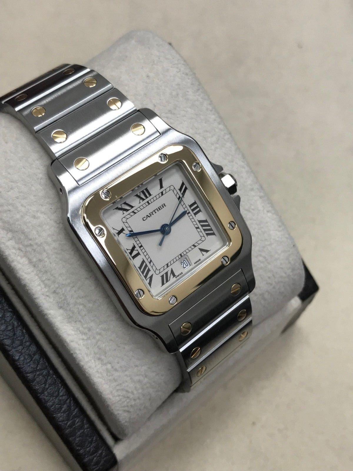 Cartier 1566 Santos 18 Karat Yellow Gold and Stainless Steel Box and Papers 2