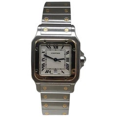 Cartier 1566 Santos 18 Karat Yellow Gold and Stainless Steel Box and Papers