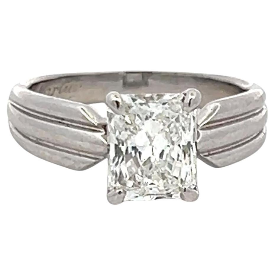 Cartier 1.63 Carat Radiant Shape F-VS1 Diamond Platinum Engagement Ring