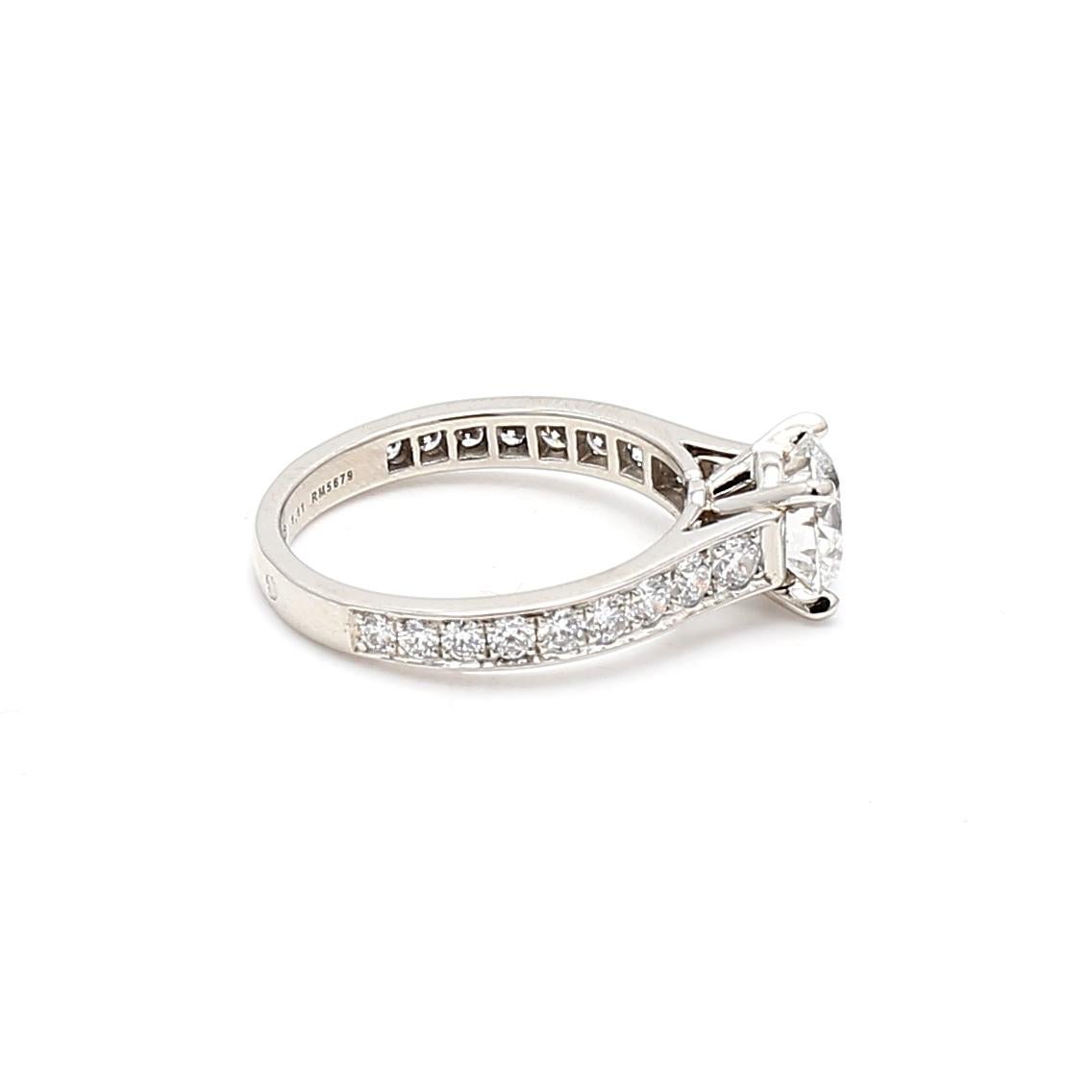 Round Cut Cartier 1.63 Carat Round Brilliant G VS1-VVS2 Diamond Platinum Engagement Ring