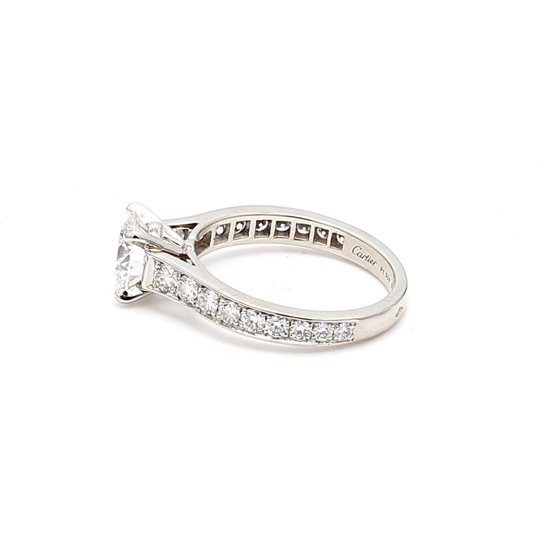 Cartier 1.63 Carat Round Brilliant G VS1-VVS2 Diamond Platinum Engagement Ring 3