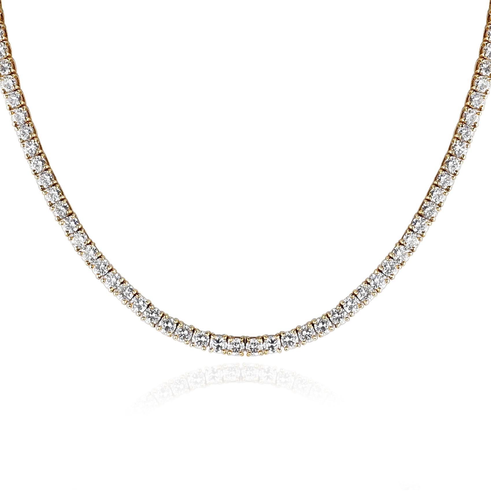 Cartier 17 ct.  Diamond Tennis Necklace, 18k Yellow Gold In Excellent Condition For Sale In New York, NY