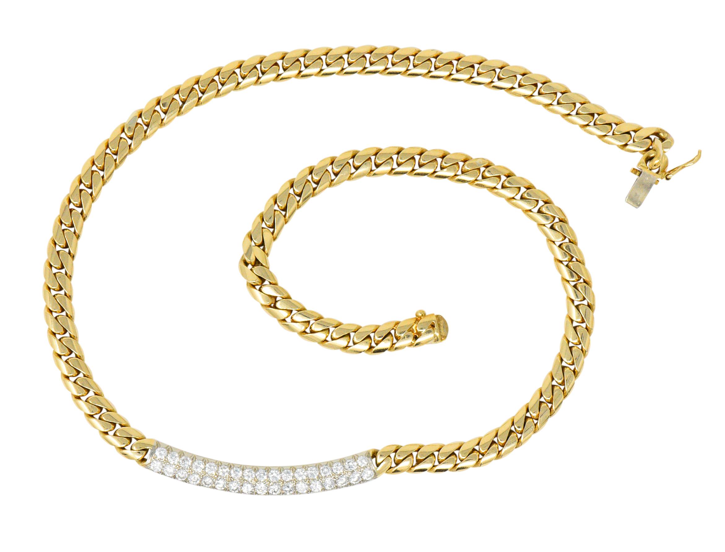 Women's or Men's Cartier 1.70 Carat Diamond 18 Karat Two-Tone Gold Necklace