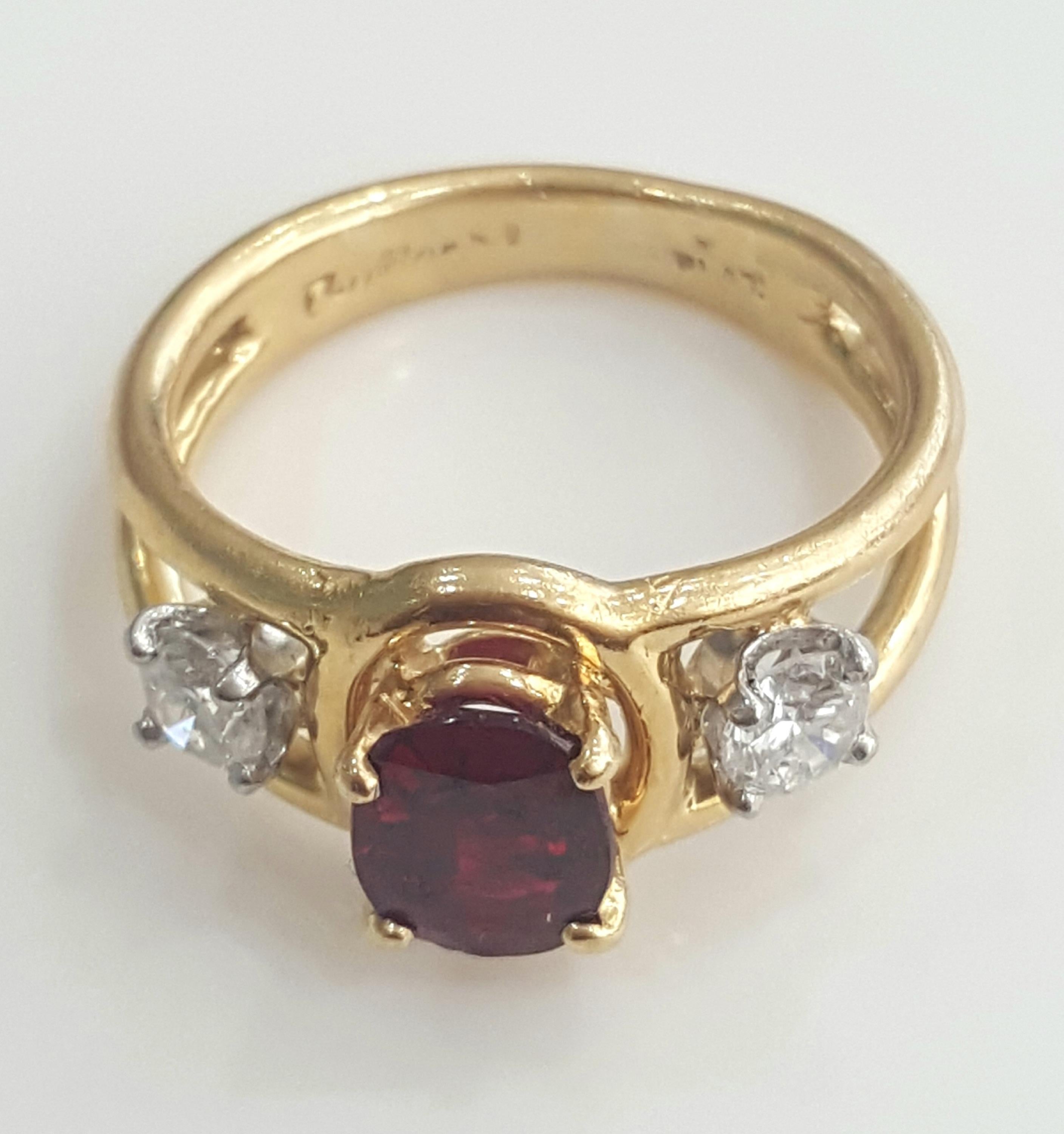  Cartier 1.70 Carat Natural Oval Ruby Heat and White Diamond Ring in 18 Karat. 2