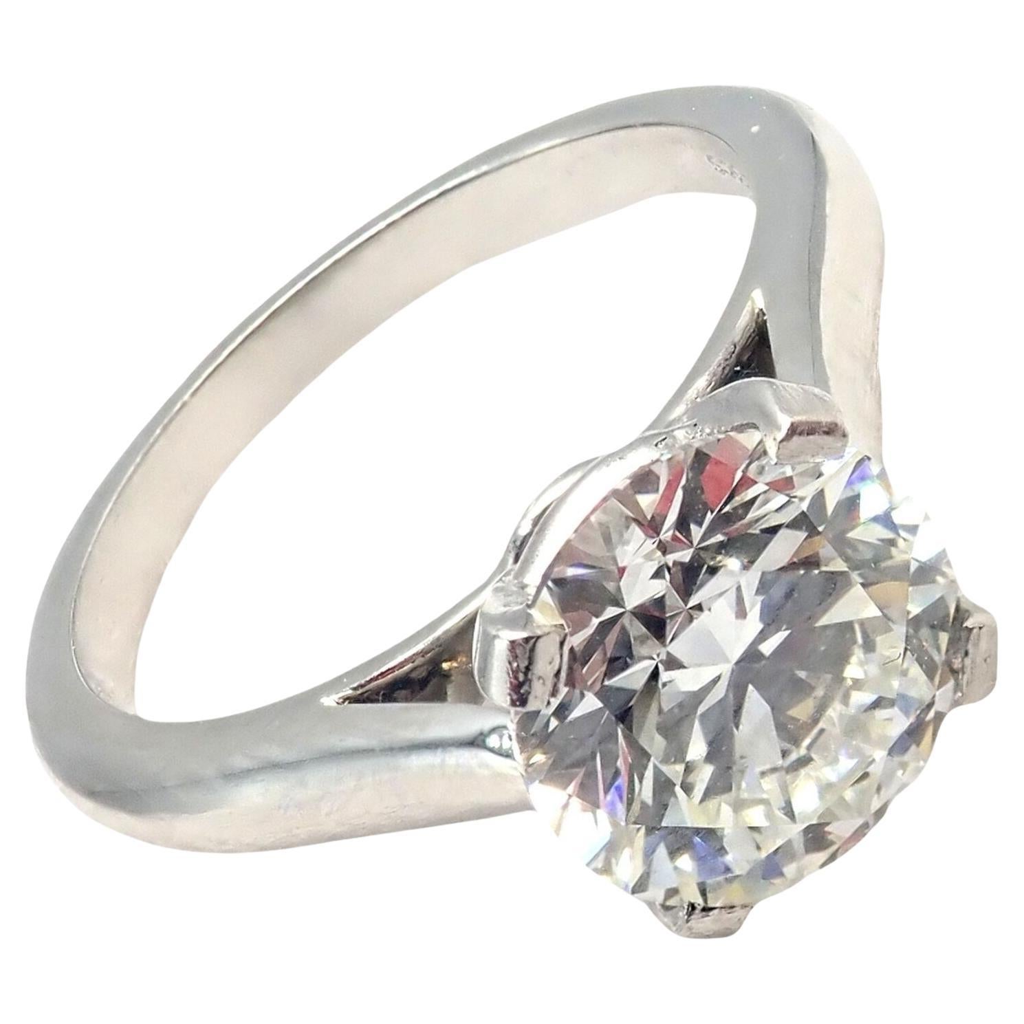 Cartier 1.70ct VVS1 H Color Diamond Solitaire Engagement Platinum Ring For Sale